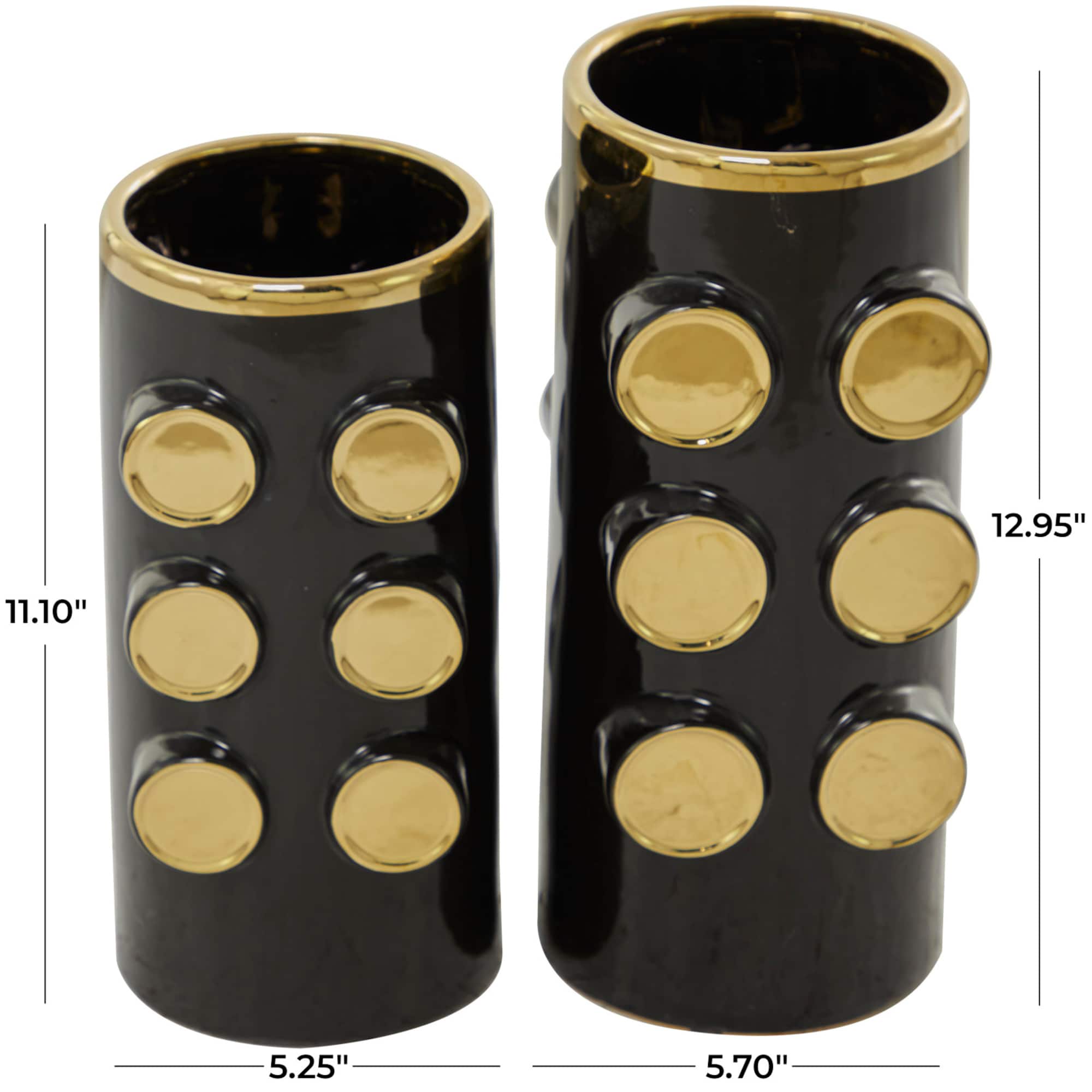 Black Ceramic Contemporary Vase, Set of 2